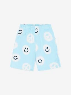 Molo Boys Smiley Face Print Shorts In Blue