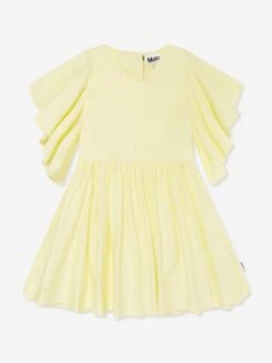 Molo Girls Frilled Dress In Yellow