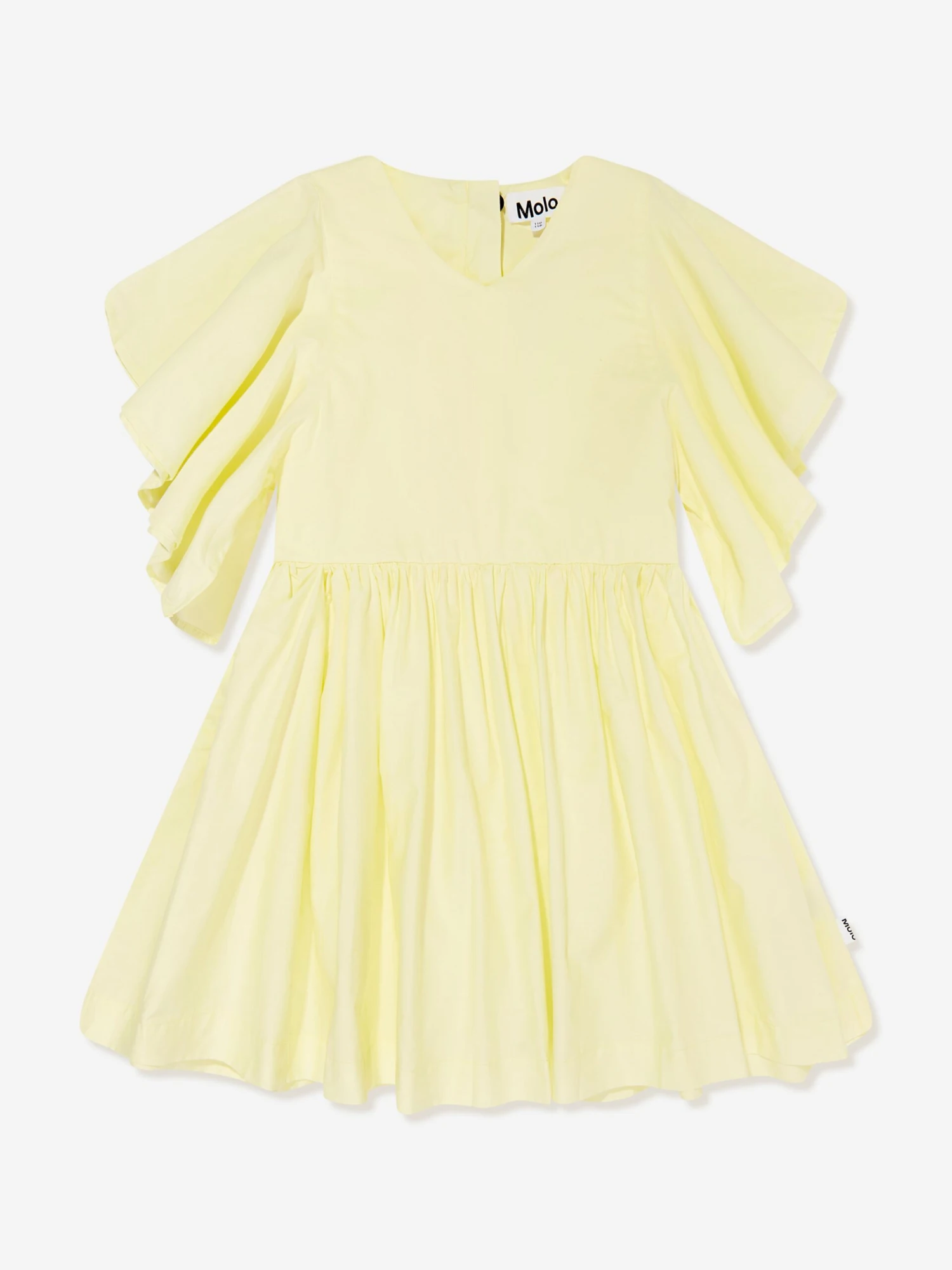 Molo Girls Frilled Dress In Yellow 1 Molo Girls Frilled Dress In Yellow