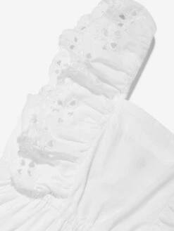 Molo Girls Frill Shoulder Pinafore Dress In White -Childrens Clothing Store MOLS4114 WHITE 3