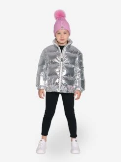 Girls Down Padded Meuse Jacket In Silver 13 Girls Down Padded Meuse Jacket In Silver -Childrens Clothing Store MONA3073 1