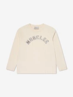 Girls Long Sleeve Logo T-Shirt In Cream