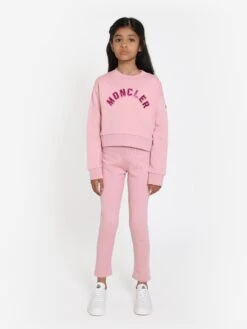 Girls Sweatshirt And Leggings Set In Pink