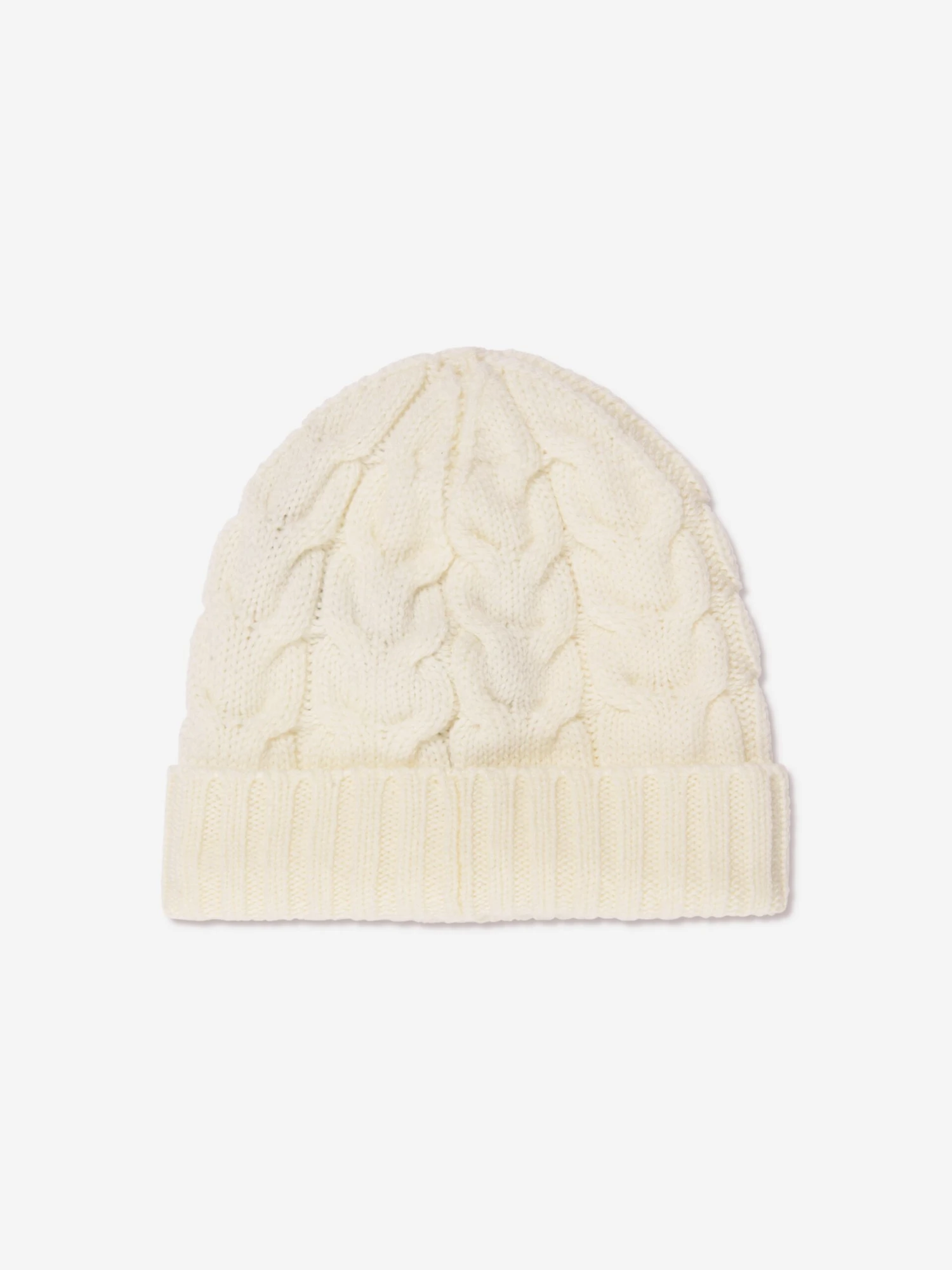 Boys Cable Knit Wool Beanie In White 2 Boys Cable Knit Wool Beanie In White - Image 2