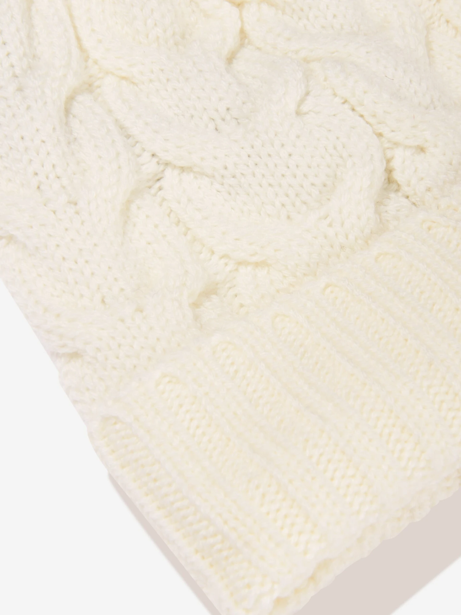 Boys Cable Knit Wool Beanie In White 4 Boys Cable Knit Wool Beanie In White - Image 4