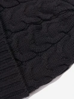 Boys Cable Knit Wool Beanie In Black -Childrens Clothing Store MONA3166 999 4