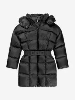 Girls Down Padded Caille Long Coat In Black