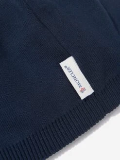 Baby Beanie Hat With Chin Strap In Navy -Childrens Clothing Store MONCLER D66817 4