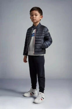 Boys Down Padded Urzay Biker Jacket In Navy