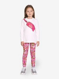 Girls T-Shirt And Leggings Set In Pink -Childrens Clothing Store MOSA3017
