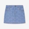 Girls Jacquard Logo Denim Skirt In Blue