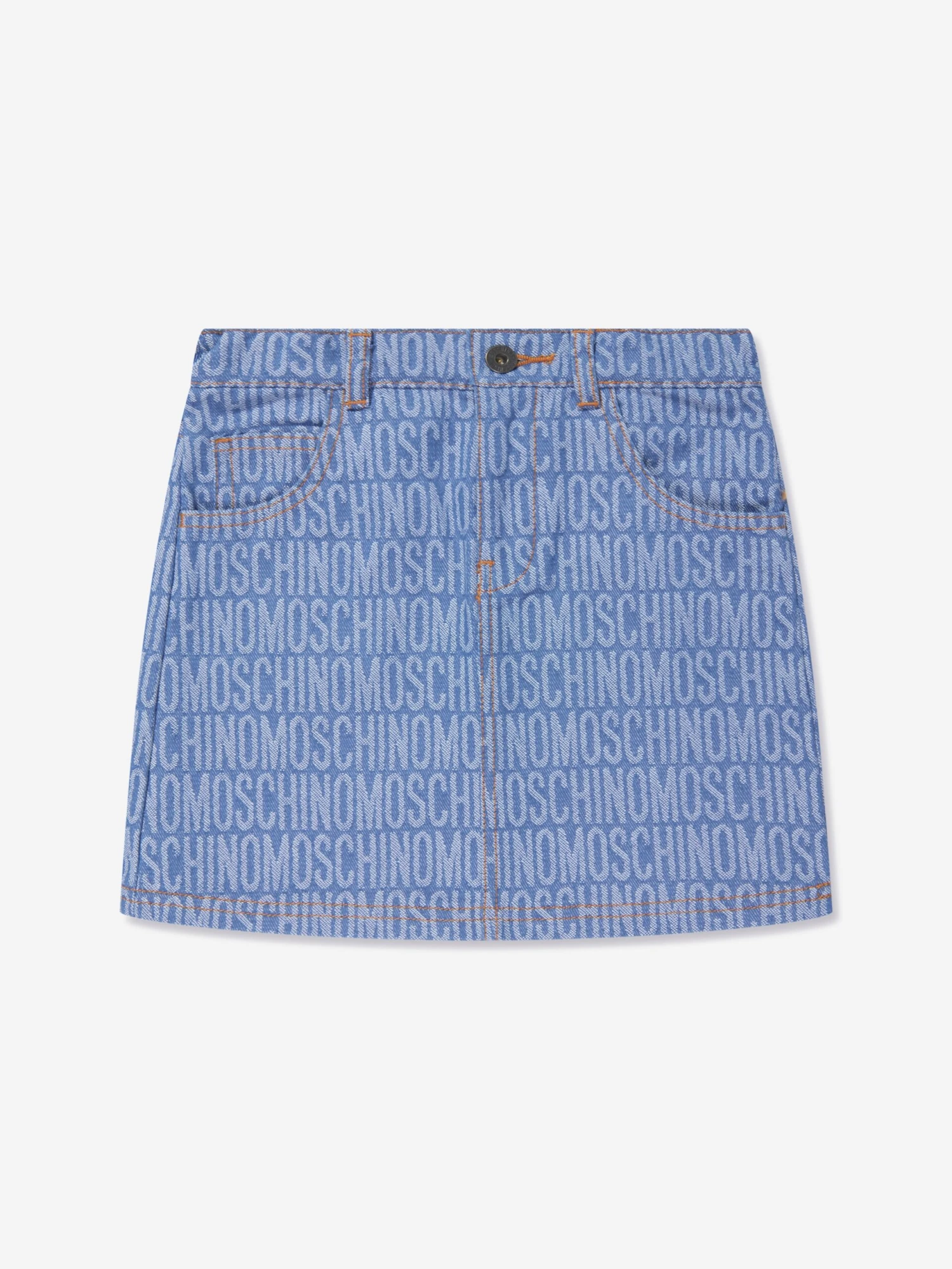 Girls Jacquard Logo Denim Skirt In Blue 1 Girls Jacquard Logo Denim Skirt In Blue