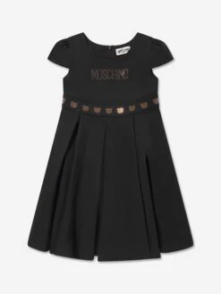 Girls Studded Teddy Logo Dress In Black