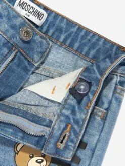 Kids Teddy Logo Jeans In Blue 7 Kids Teddy Logo Jeans In Blue -Childrens Clothing Store MOSS4094 BLUE 4