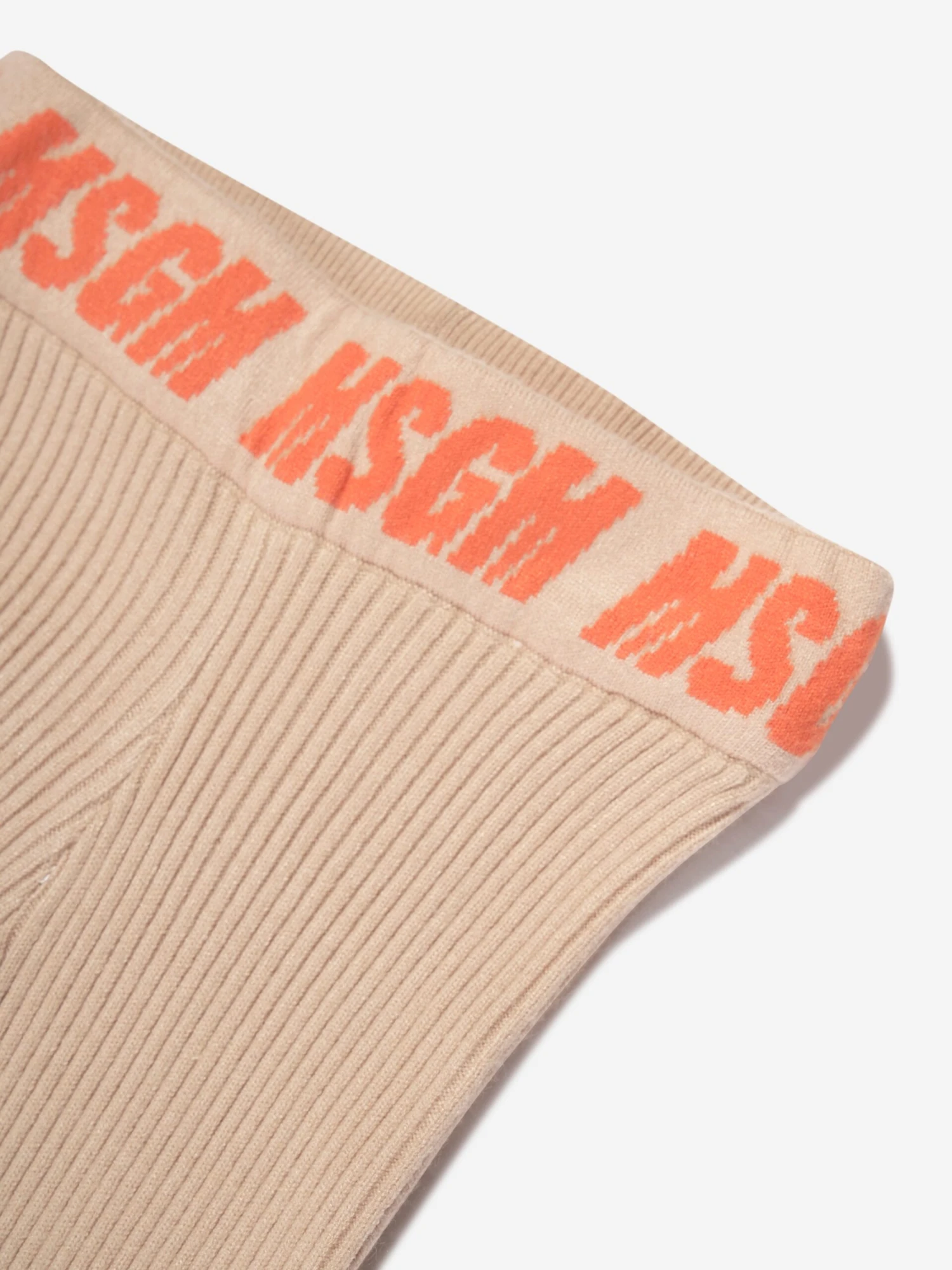 MSGM Girls Rib Knitted Flared Pants In Beige 3 MSGM Girls Rib Knitted Flared Pants In Beige - Image 3