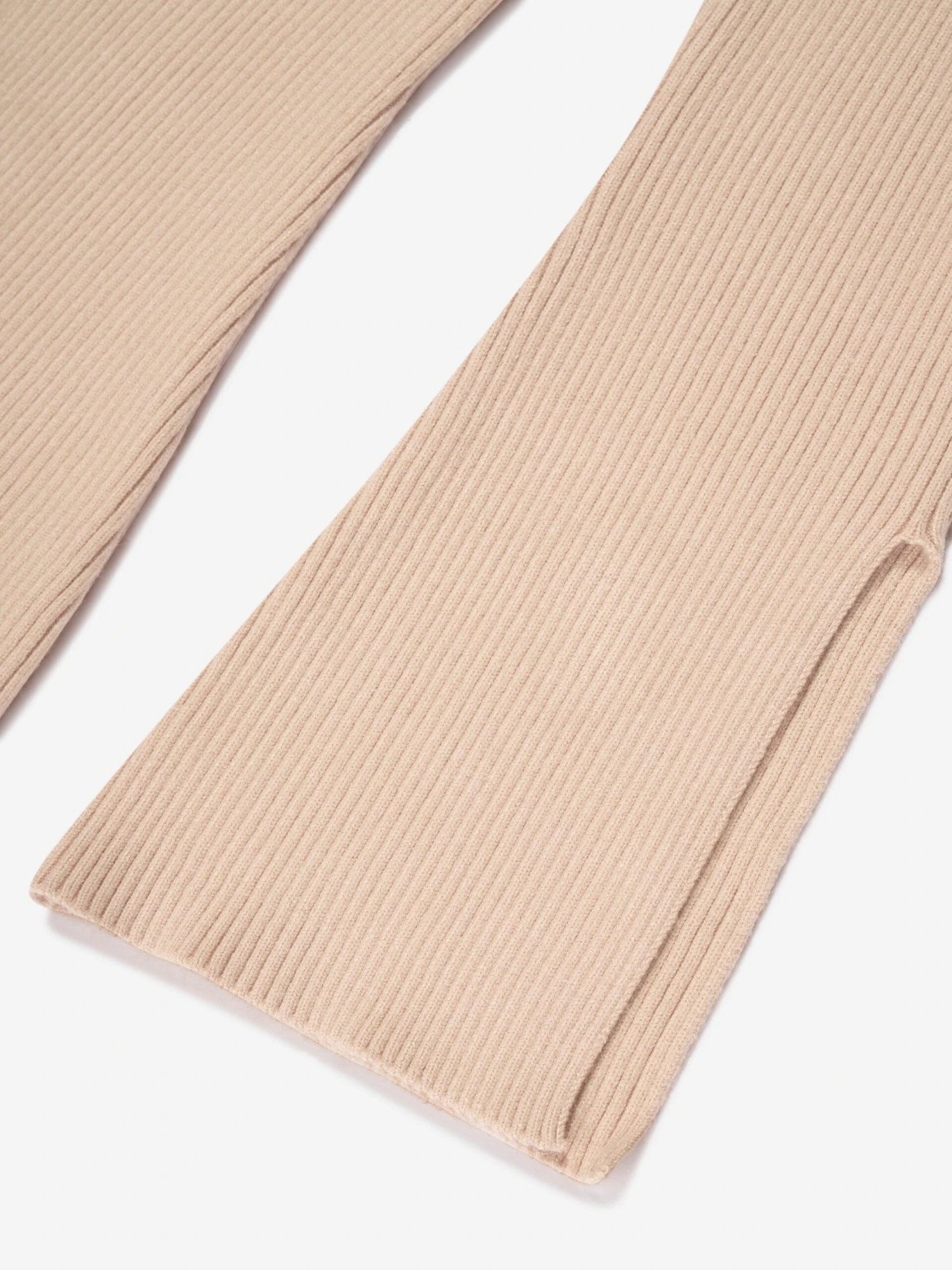 MSGM Girls Rib Knitted Flared Pants In Beige 4 MSGM Girls Rib Knitted Flared Pants In Beige - Image 4
