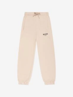 MSGM Boys Fleece Joggers In Beige