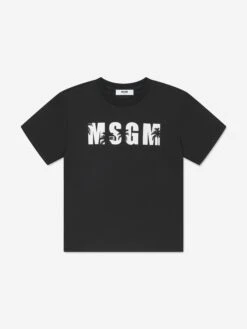 MSGM Boys Jersey Logo T-Shirt In Black