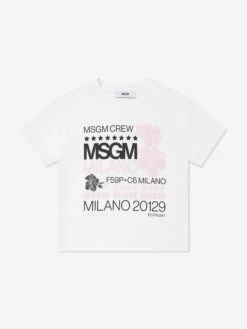 MSGM Girls Jersey Logo T-Shirt In White