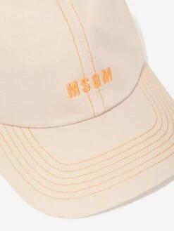 MSGM Kids Logo Cap In Beige 8 MSGM Kids Logo Cap In Beige -Childrens Clothing Store MSGS4066 BEIGE 3