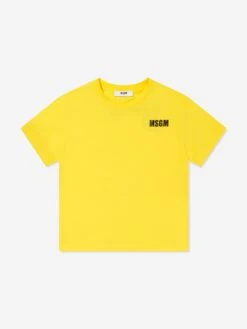 MSGM Kids Jersey Logo T-Shirt In Yellow