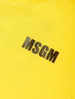 MSGM Kids Jersey Logo T-Shirt In Yellow 6 MSGM Kids Jersey Logo T-Shirt In Yellow -Childrens Clothing Store MSGS4071 GIALLO YELLOW 3