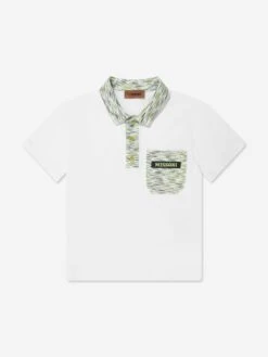 Missoni Boys Space Dye Polo Shirt In White