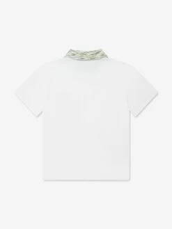 Missoni Boys Space Dye Polo Shirt In White 7 Missoni Boys Space Dye Polo Shirt In White -Childrens Clothing Store MSNS4063 WHITE GREEN 2