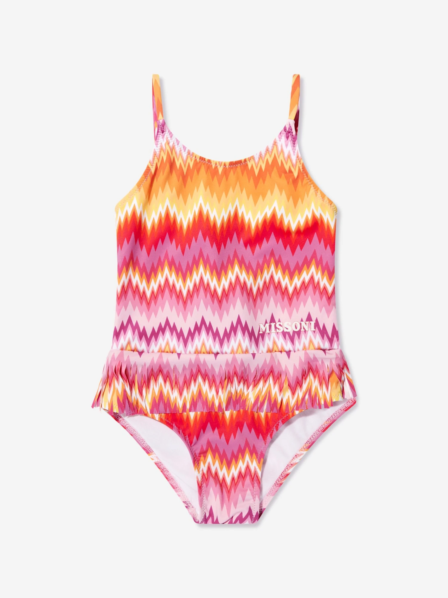 Missoni Girls Zigzag Tassel Swimsuit In Multicolour 1 Missoni Girls Zigzag Tassel Swimsuit In Multicolour