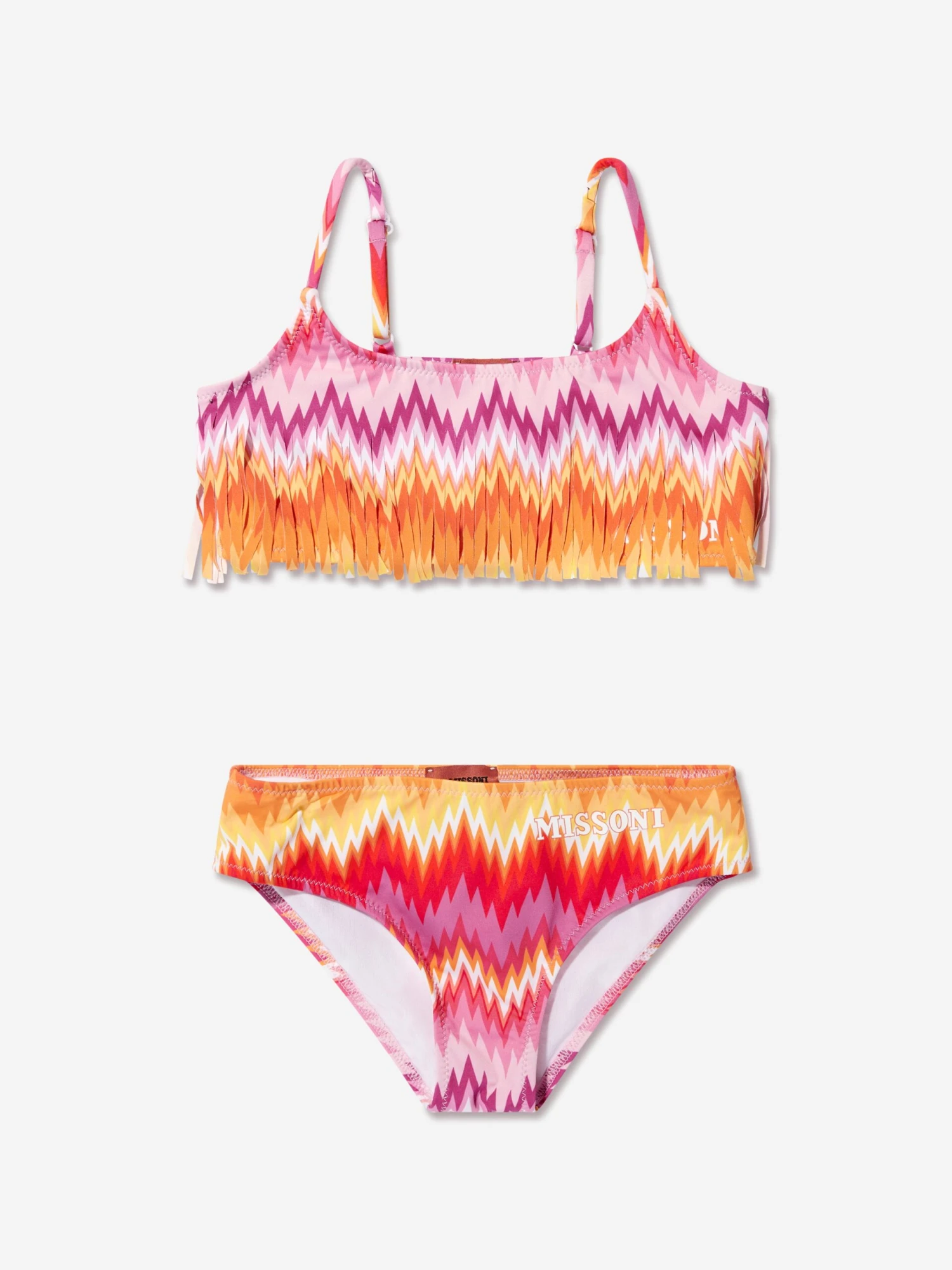 Missoni Girls Zigzag Tassel Bikini In Multicolour 1 Missoni Girls Zigzag Tassel Bikini In Multicolour