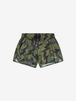 Neil Barrett Boys Thunderbolt Swim Shorts In Green