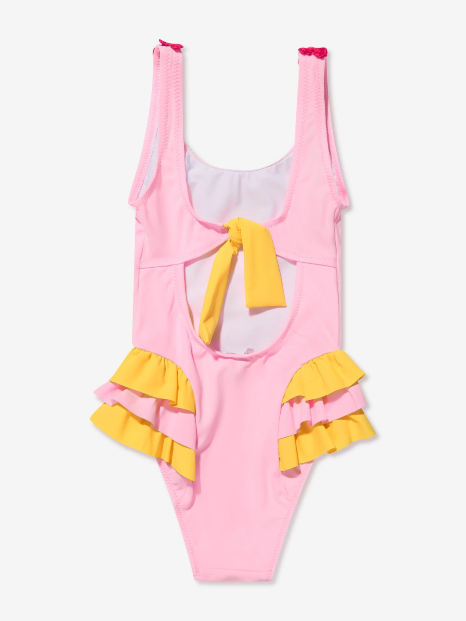 Girls Frilled Crochet Heart Rosa Swimsuit In Pink 2 Girls Frilled Crochet Heart Rosa Swimsuit In Pink - Image 2