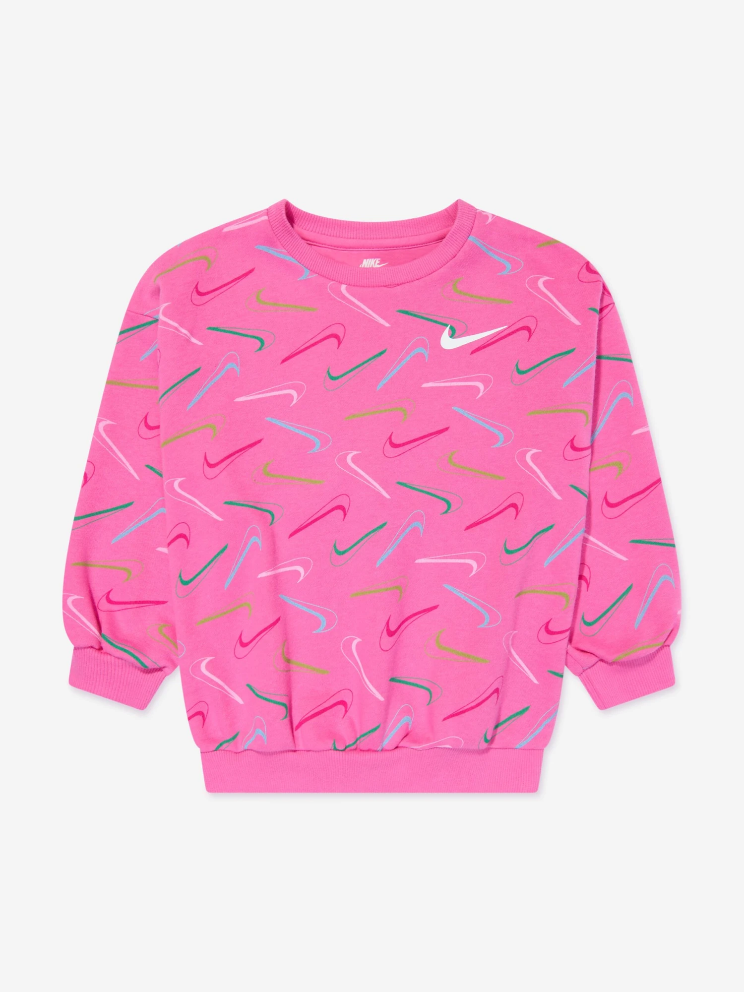 Nike Girls Swoosh Logo Sweatshirt In Pink 1 Nike Girls Swoosh Logo Sweatshirt In Pink