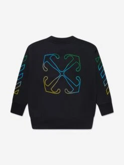 Off-White Kids Arrow Rainbow Sweatshirt In Black -Childrens Clothing Store OFFS4014 BLACK MULTICOLOR 2