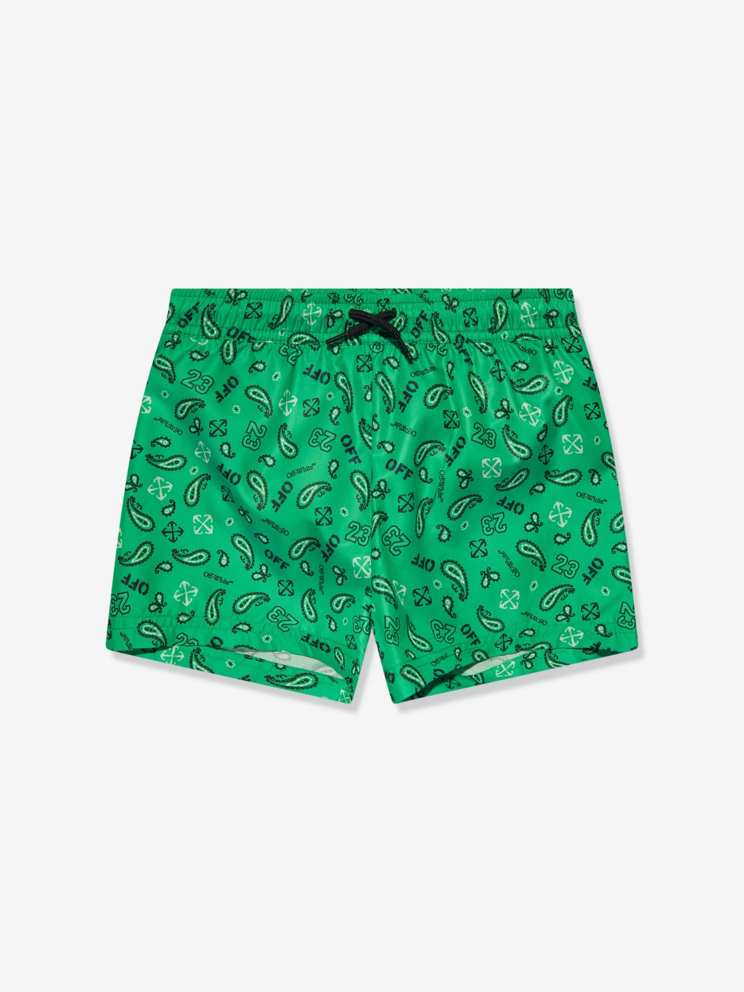 Off-White Boys Bandana Swim Shorts In Green 1 Off-White Boys Bandana Swim Shorts In Green