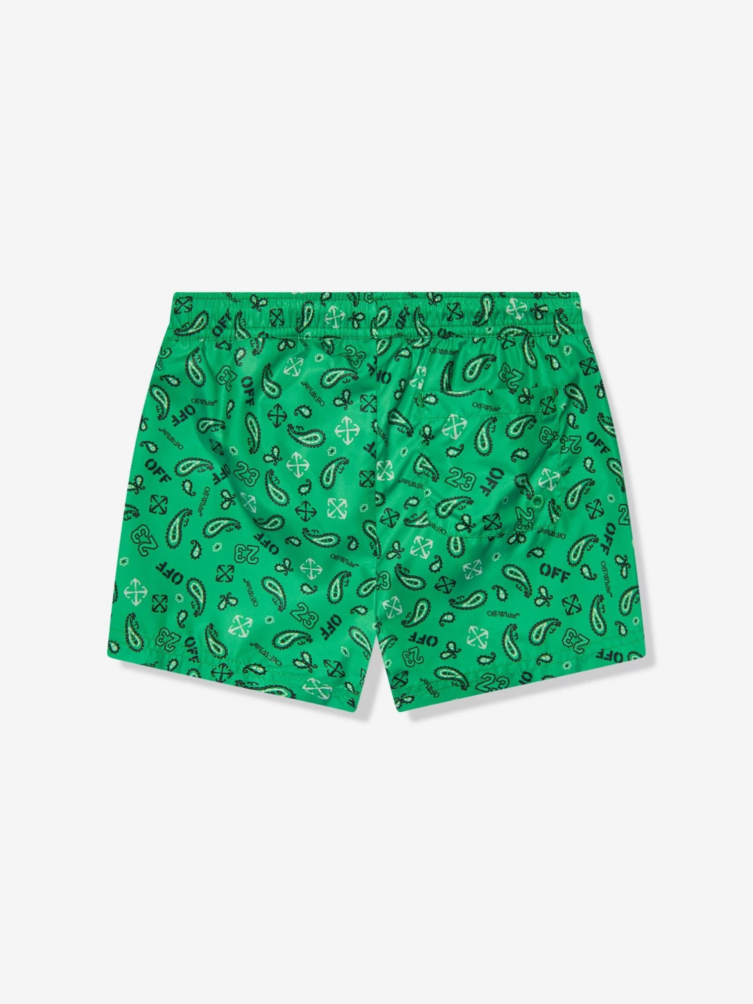 Off-White Boys Bandana Swim Shorts In Green 2 Off-White Boys Bandana Swim Shorts In Green - Image 2
