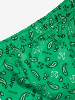 Off-White Boys Bandana Swim Shorts In Green 7 Off-White Boys Bandana Swim Shorts In Green -Childrens Clothing Store OFFS4036 GREEN MULTICOLOR 4