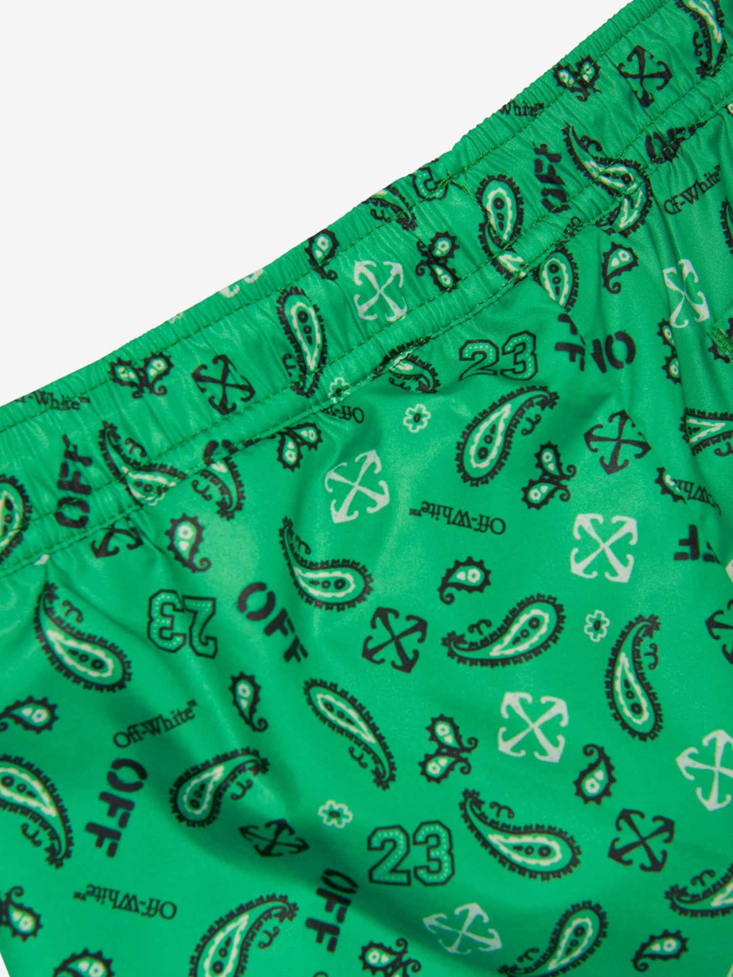 Off-White Boys Bandana Swim Shorts In Green 4 Off-White Boys Bandana Swim Shorts In Green - Image 4