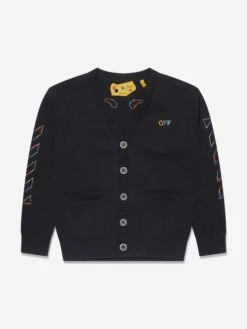 Off-White Boys Arrow Rainbow Logo Cardigan In Black