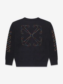 Off-White Boys Arrow Rainbow Logo Cardigan In Black -Childrens Clothing Store OFFS4042 BLACK MULTIC 2