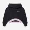 Off-White Girls Bookish Logo Band Cropped Hoodie In Black