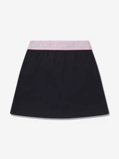 Off-White Girls Bookish Logo Band Skirt In Black 15 Off-White Girls Bookish Logo Band Skirt In Black -Childrens Clothing Store OFFS4068 BLACK LILAC 2