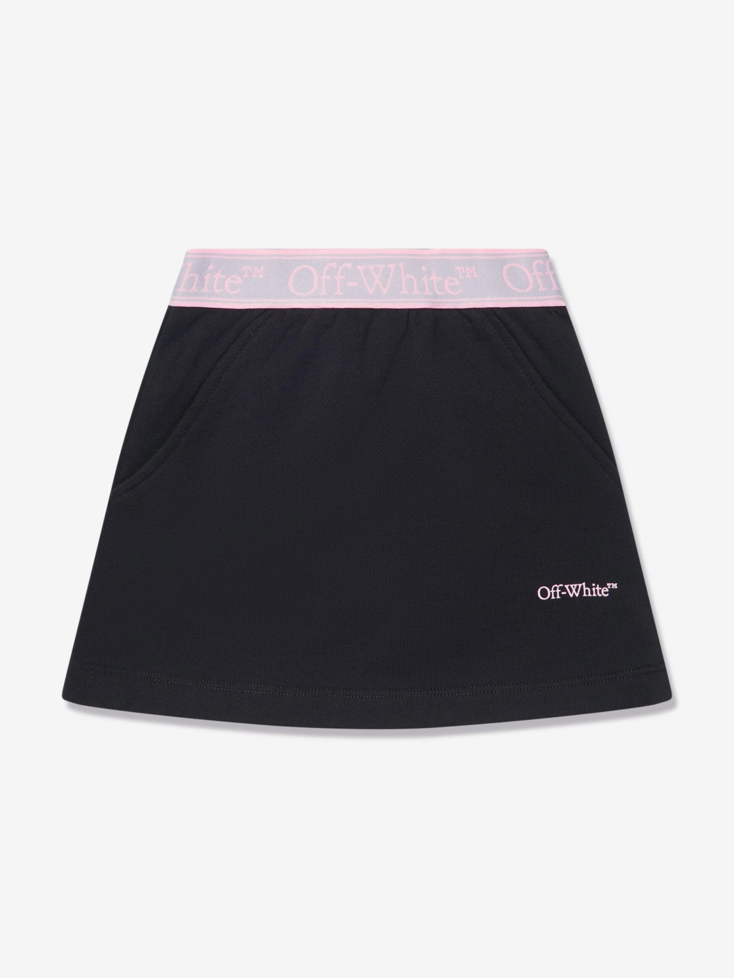 Off-White Girls Bookish Logo Band Skirt In Black 1 Off-White Girls Bookish Logo Band Skirt In Black