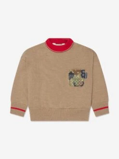 Palm Angels Boys Palm Brush Camo Jumper In Beige