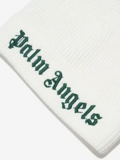 Palm Angels | Palm Angels | Boys Logo Beanie Hat In White 8 Palm Angels | Palm Angels | Boys Logo Beanie Hat In White -Childrens Clothing Store PALA3040 10155 4