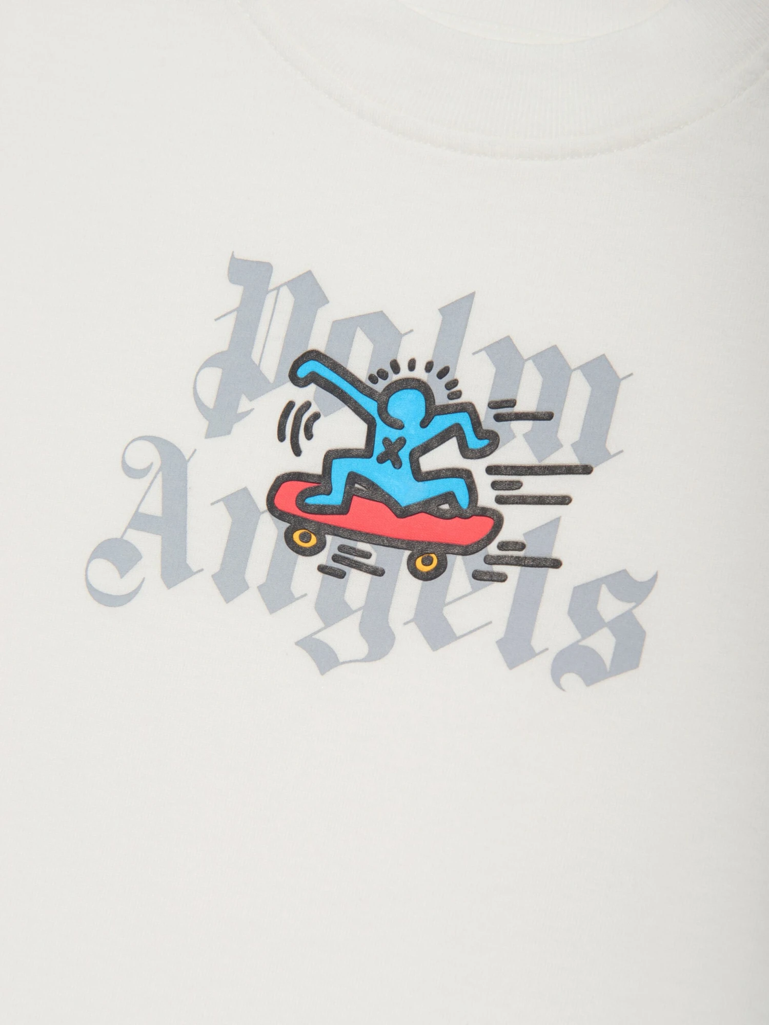 Palm Angels Boys PA X Keith Haring Skateboard T-Shirt In White 4 Palm Angels Boys PA X Keith Haring Skateboard T-Shirt In White - Image 4