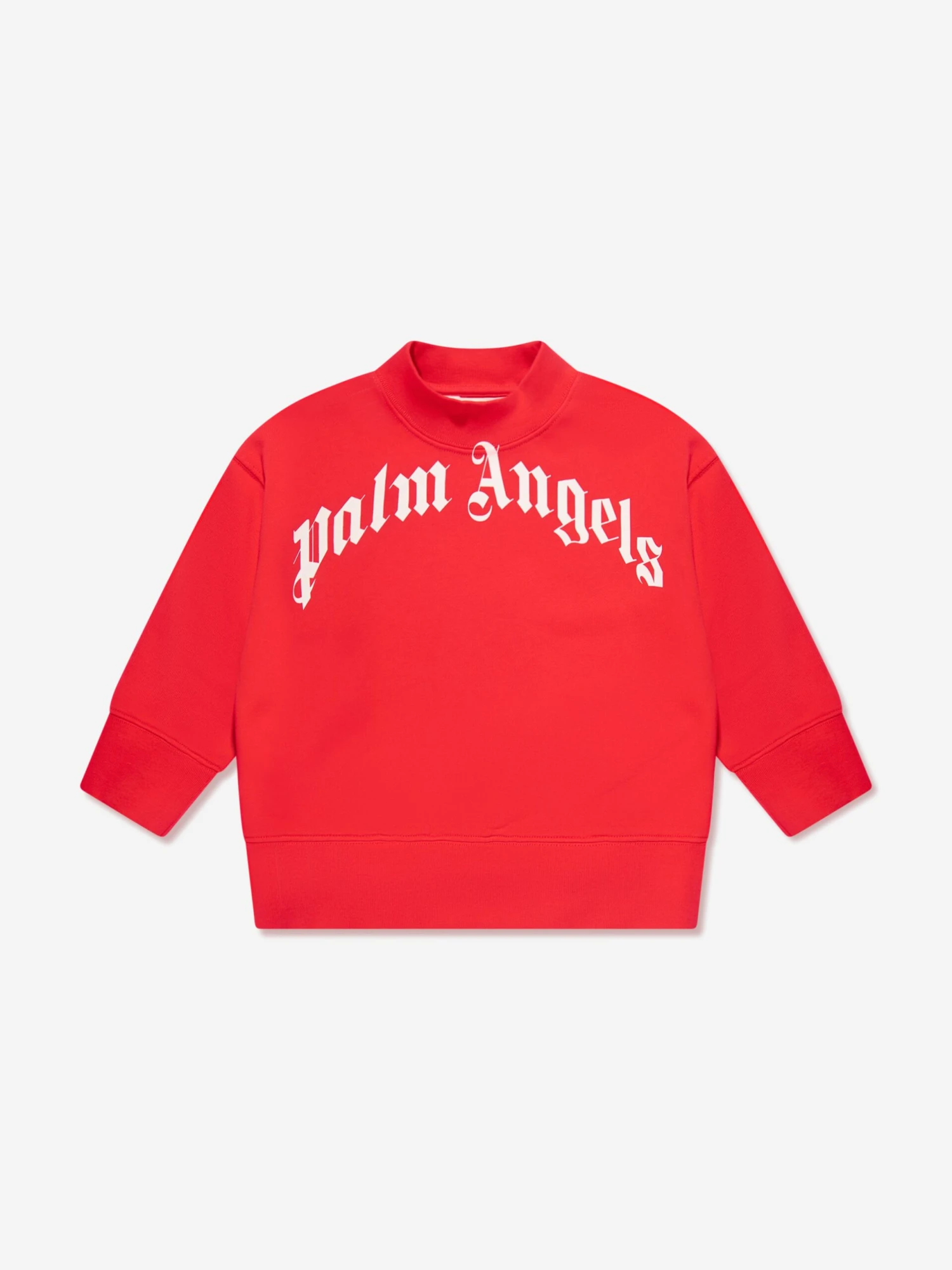 Palm Angels Boys Classic Curved Logo Sweatshirt In Red 1 Palm Angels Boys Classic Curved Logo Sweatshirt In Red