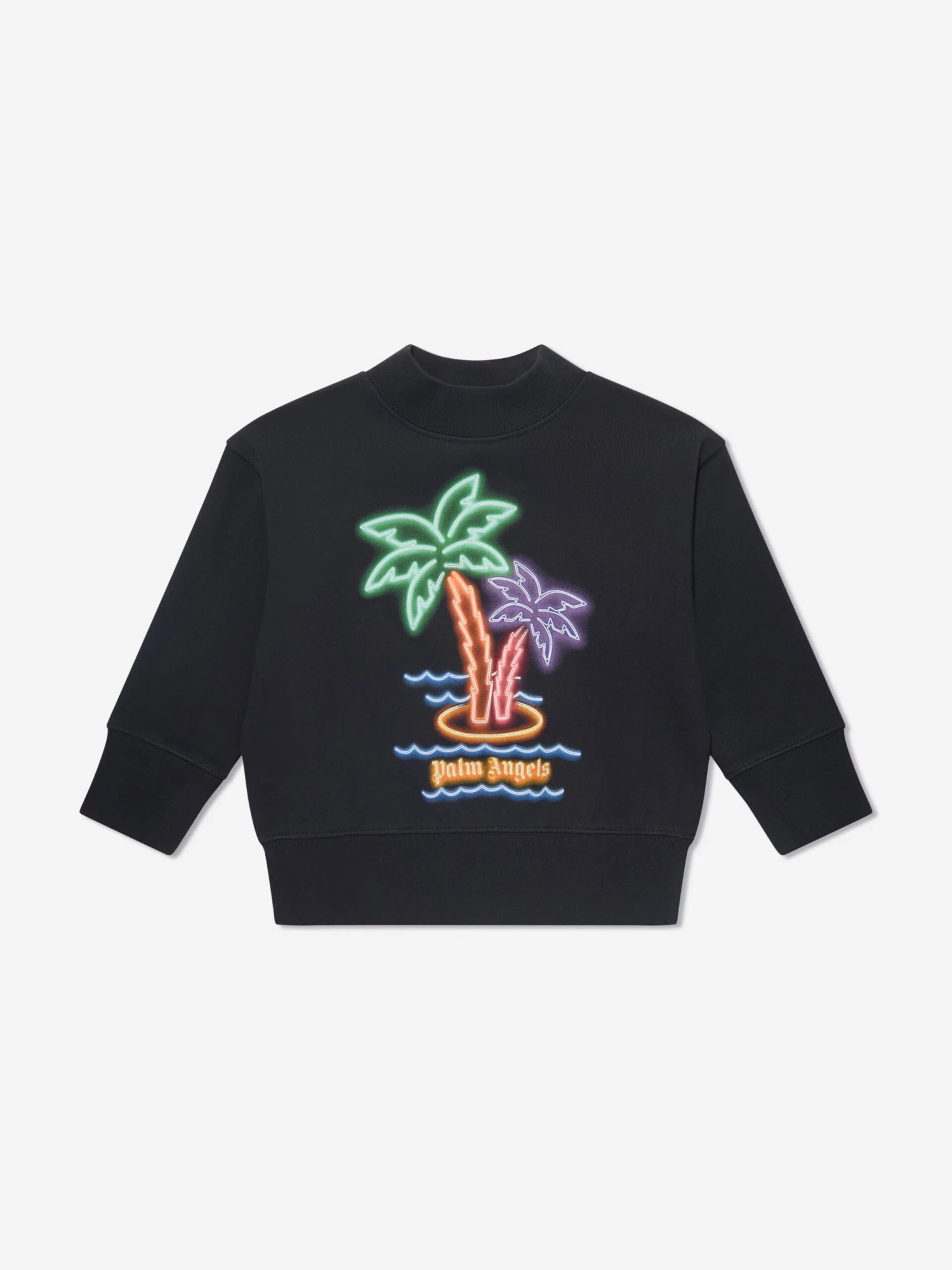 Palm Angels Boys Neon Palms Sweatshirt In Black 1 Palm Angels Boys Neon Palms Sweatshirt In Black