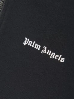 Palm Angels Boys Track Half Zip Sweatshirt In Black 6 Palm Angels Boys Track Half Zip Sweatshirt In Black -Childrens Clothing Store PALS4020 BLACK WHITE 3