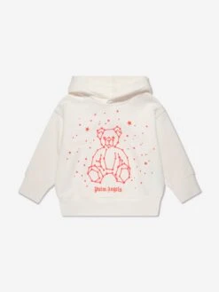 Palm Angels Boys Astro Bear Hoodie In White